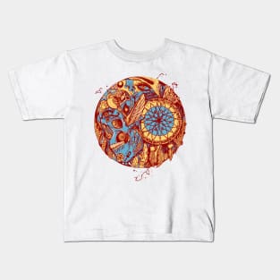 Pastel Cream Skull and Dreamcatcher Circle Kids T-Shirt